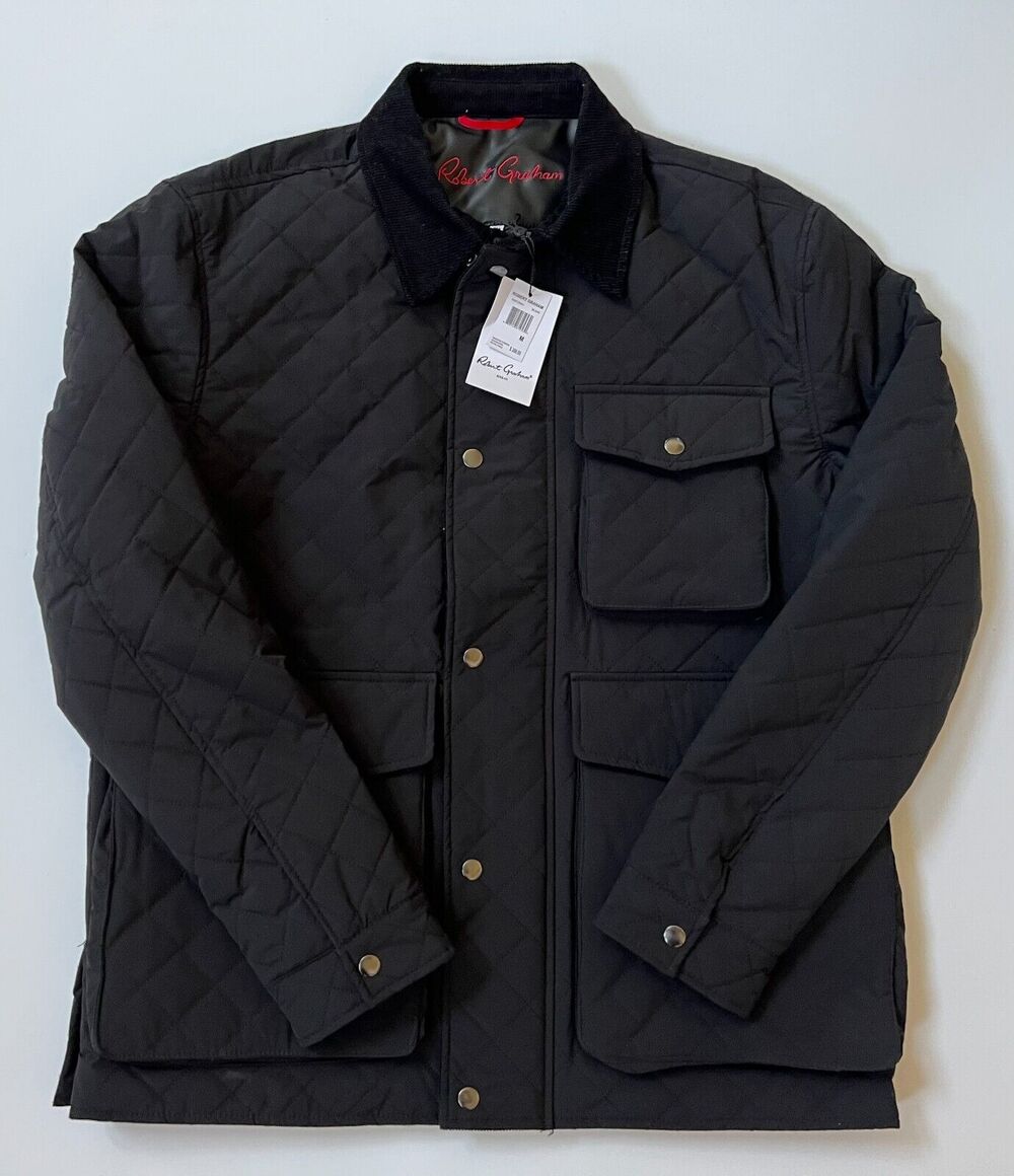 Robert Graham Quilt Jacket Coat Black RGF22R81 Size M NWT $398